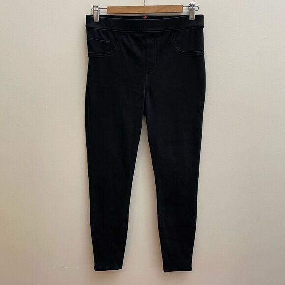 Spanx Skinny Jeans Women Sz M Black Pull-On Casual Office Pants Stretch Pockets - Picture 1 of 13